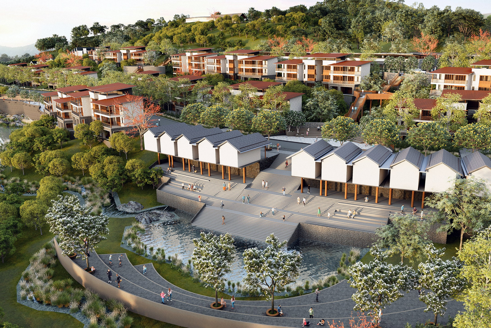 Sustainability is intrinsic to every element of the JSW Dolvi Township. The planning emphasizes green mobility, water conservation, and waste management, alongside natural ventilation and daylight optimization in residential and community buildings.